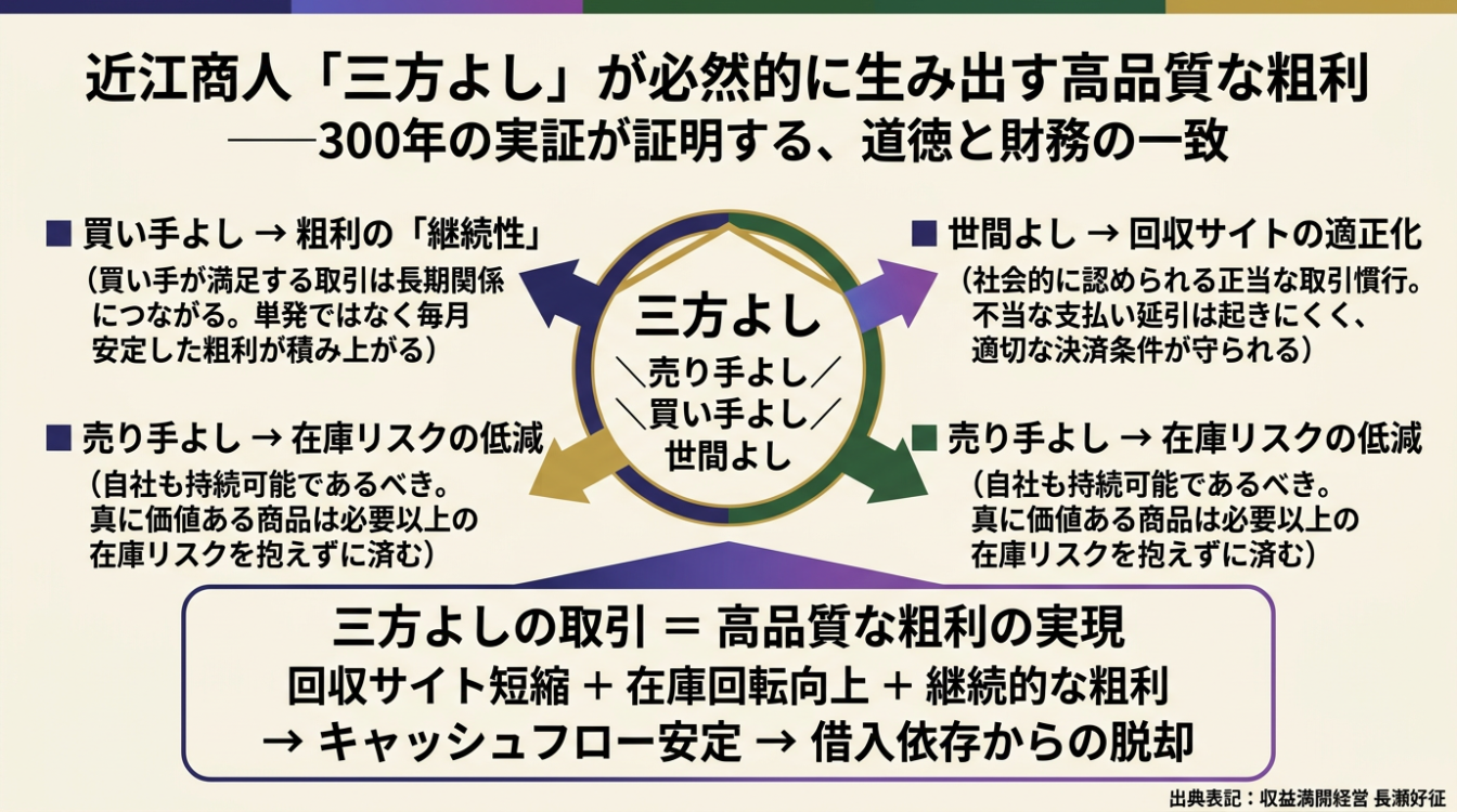 「三方よしと高品質粗利の相関図」